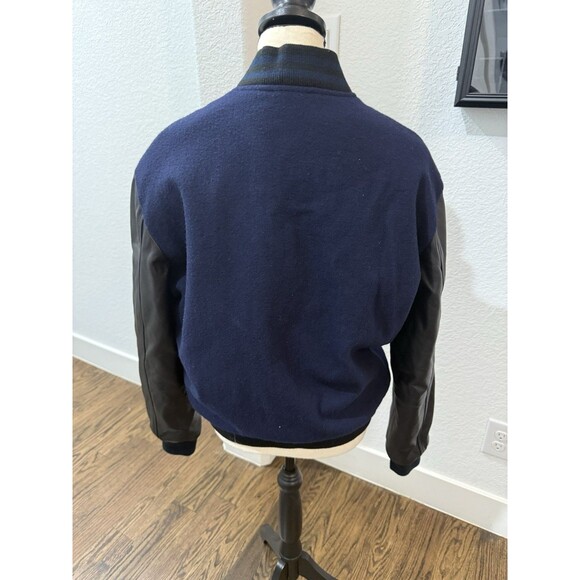 TNA Aritzia Wool & Leather Varsity Jacket – Women’s Size Small – Navy Blue - Picture 4 of 11